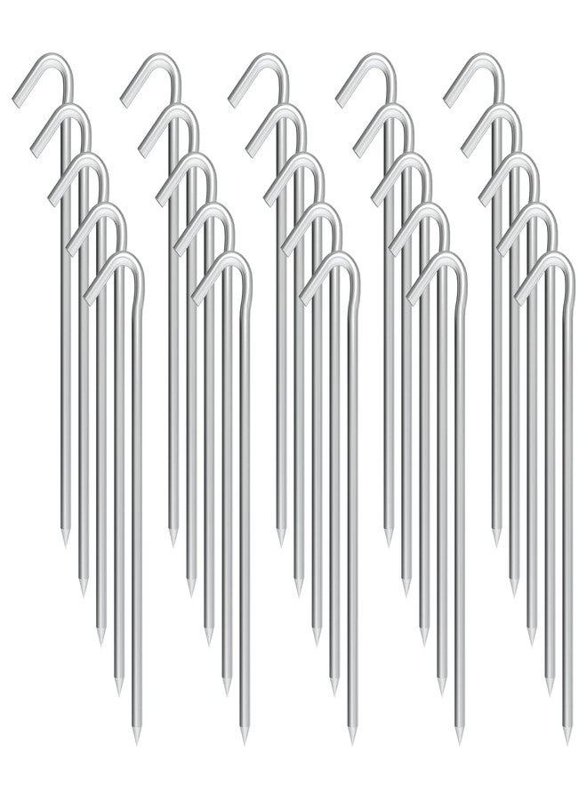 OK5STAR Metal Tent Stakes Heavy Duty 9 Inch, 25 Pack Anti-Rust Galvanized Steel Camping Tarp Stakes, Ground Stakes Tent Pegs Yard Stakes Canopy Spikes for Inflatables, Outdoor Decorations - Image 1