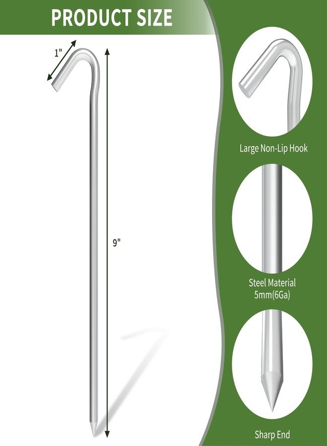 OK5STAR Metal Tent Stakes Heavy Duty 9 Inch, 25 Pack Anti-Rust Galvanized Steel Camping Tarp Stakes, Ground Stakes Tent Pegs Yard Stakes Canopy Spikes for Inflatables, Outdoor Decorations - Image 2