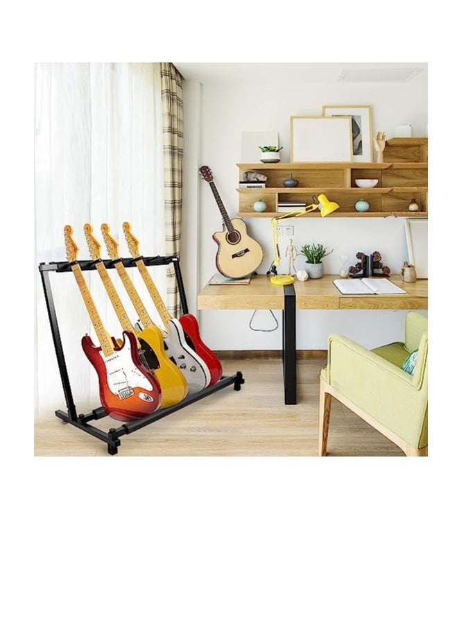 Generic - 5 Guitar Stand - Multiple Five Instrument Display Rack Folding Padded Organizer - Image 1