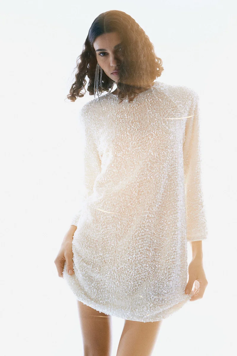 H&M Sequined A-Line Dress