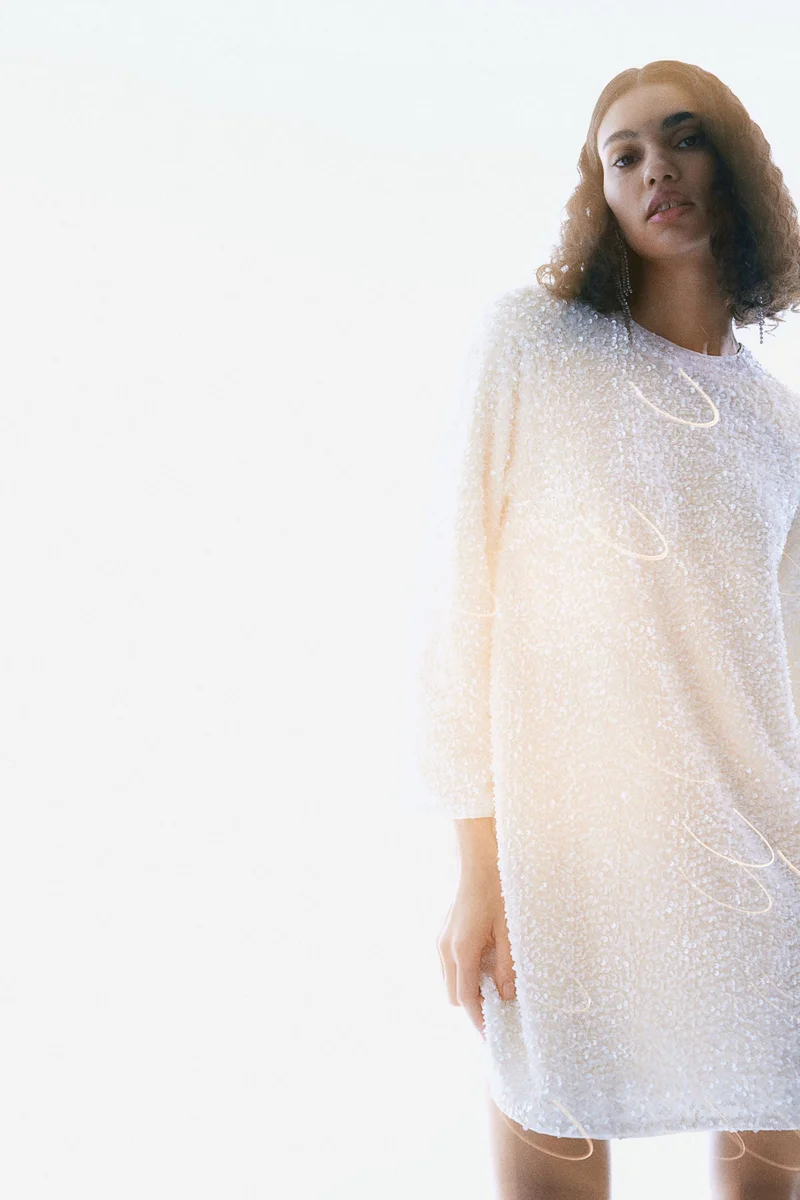 H&M Sequined A-Line Dress