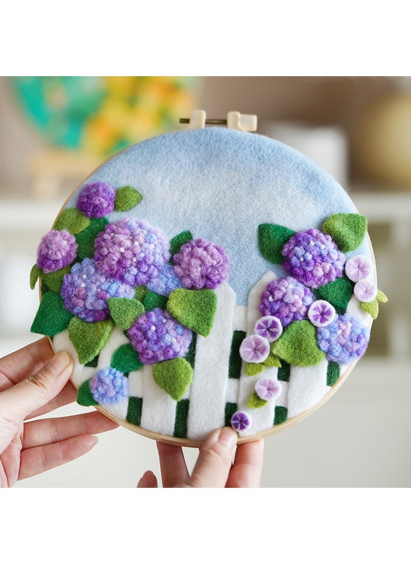 Wool Felting DIY Frame Kit Love Gift W442 Purple Hydrangea-Not Finished (Including Stretch)