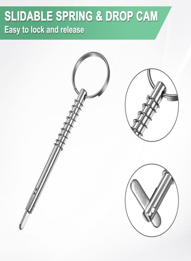 M METERXITY 4-Pack Quick Release Pins, 316 Stainless Steel 5mm Dia., 67mm Usage Length Bimini Top Pin with Drop Cam & Spring for Deck Boat/Canopy, Marine Hardware - Image 2