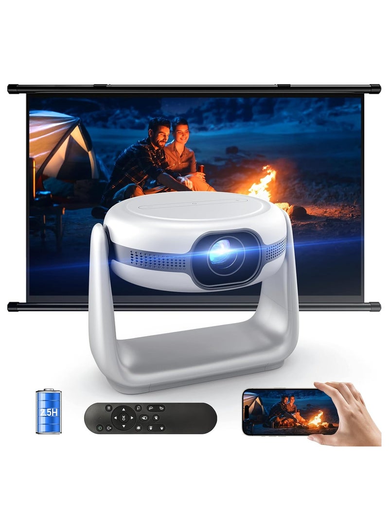 Battery-Powered 4K Outdoor Projector with Auto Focus and Trapezoidal Correction – Home Cinema Experience with WiFi6 and Bluetooth - Image 1