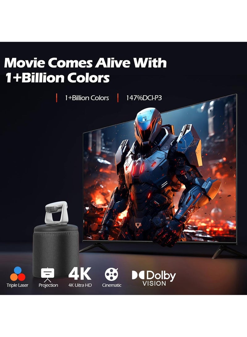 Battery-Powered 4K Outdoor Projector with Auto Focus and Trapezoidal Correction – Home Cinema Experience with WiFi6 and Bluetooth - Image 3