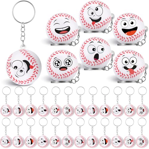 Arrowbash 30 Pcs Baseball Party Favors Sports Party Supplies for Boys Girls Funny Mini Face Stress Ball Keychains Cute Relief Balls for Baseball Lovers Team Prizes Anxiety Relief Sport Favors - Image 1
