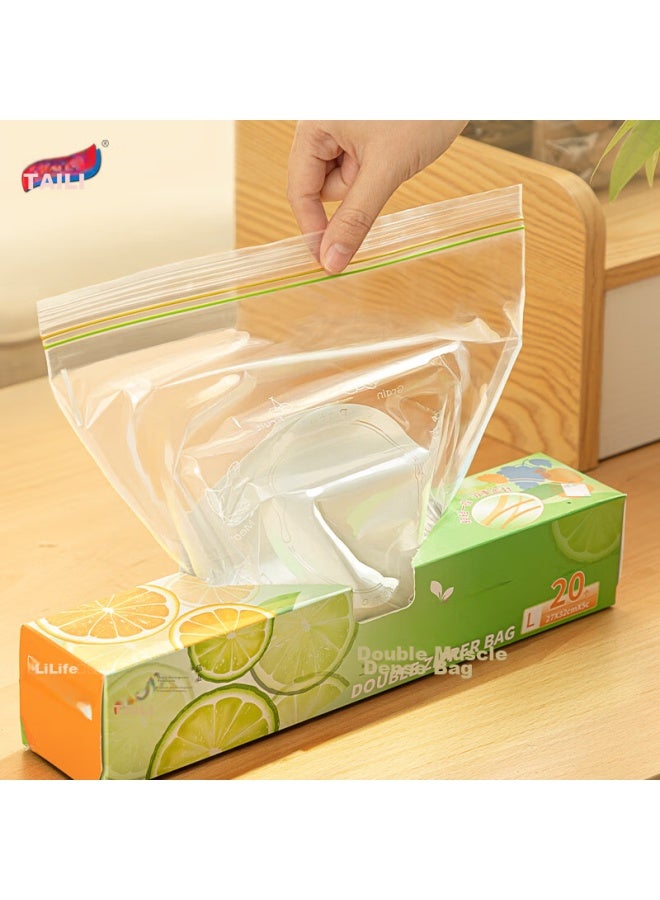 Taili Food Storage Bags, Double-ribbed Airtight Bags, Sealed Thickened Food-grade Pe Bags, 30 Medium Size - Image 1