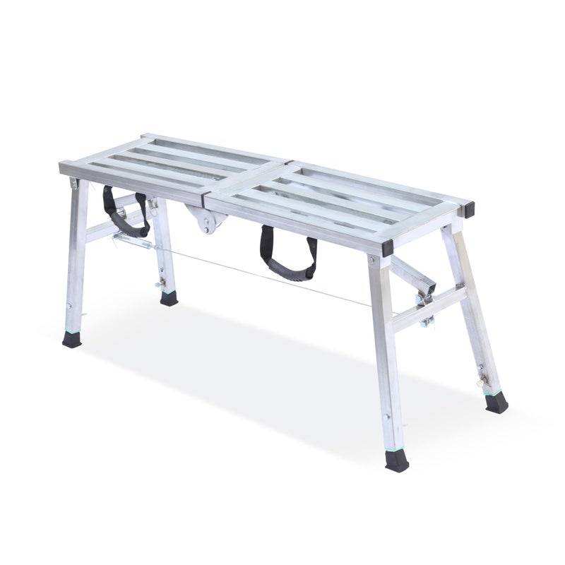 Adjustable Work Platform with 400 lb Duty Rating Steel Step Ladder Portable Folding Scaffolding Platform for RV Cleaning High Painting Walls Drywall Decorating 100 CM
