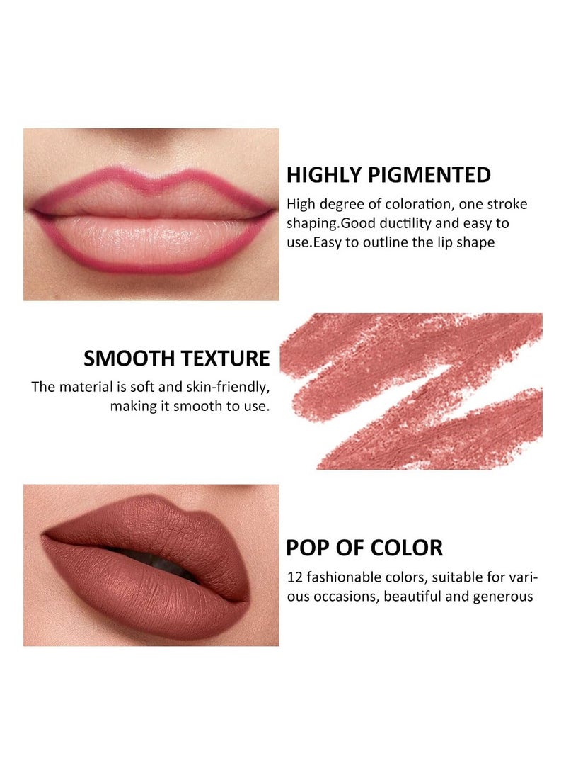 12 Colors Matte Lip Liner Pencil Set Waterproof Long Lasting Lip Liner Lipstick for Women - Image 5