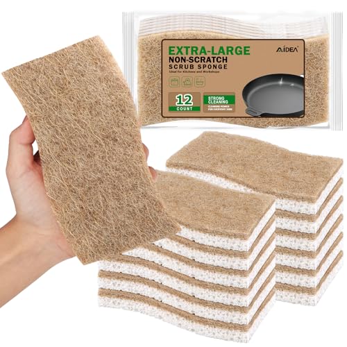 AIDEA XL Sponges Kitchen 12Count NonScratch Dish Sponges Large Natural Sponge for Non Stick Cookware Cellulose Cleaning Sponge for Dishes Bathroom Household - Image 1