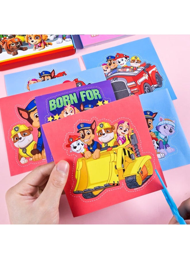 بابا ماما أم وأب قصاصات ورقية للأطفال، ألعاب أطفال Paw Patrol، مقص للأعمار 3-6 سنوات، أشغال يدوية آمنة، مجموعة قص الورق لأطفال الروضة - Image 2