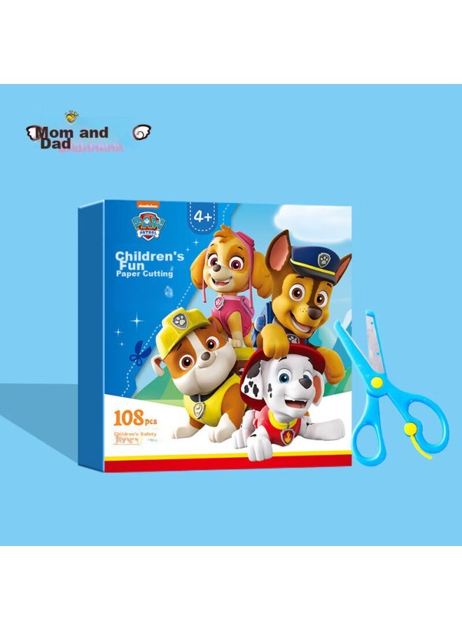 بابا ماما أم وأب قصاصات ورقية للأطفال، ألعاب أطفال Paw Patrol، مقص للأعمار 3-6 سنوات، أشغال يدوية آمنة، مجموعة قص الورق لأطفال الروضة - Image 1