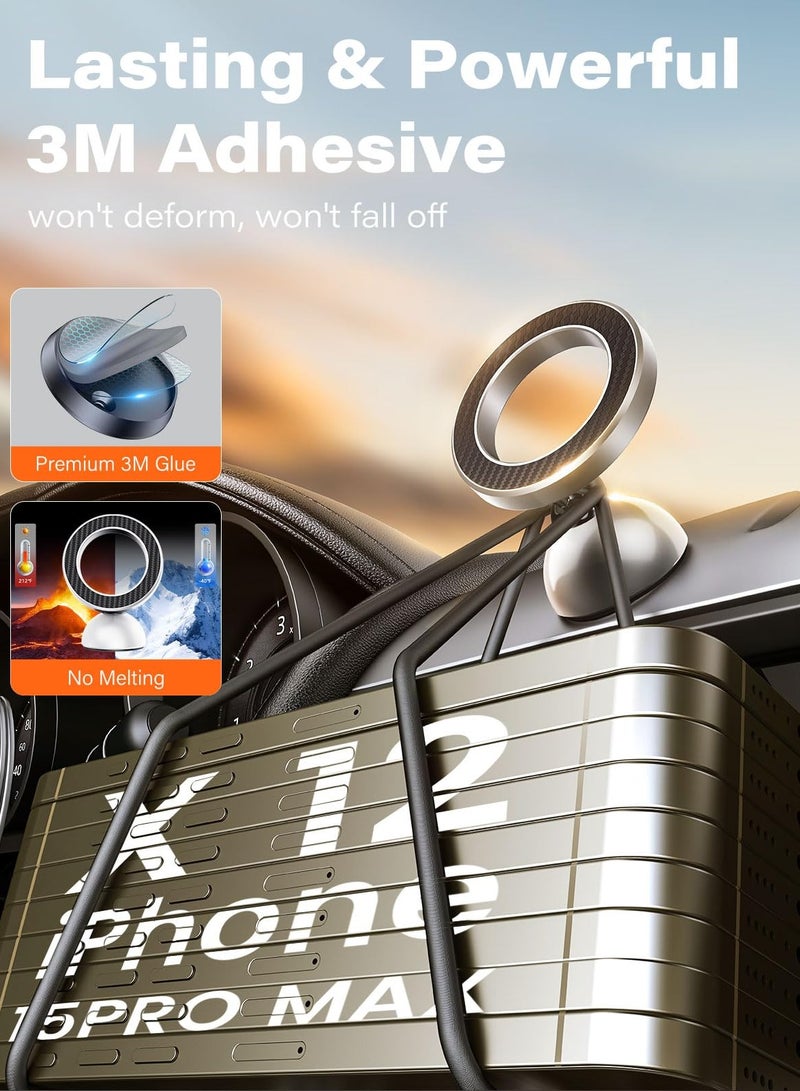 SYOSI For MagSafe Car Mount, Magnetic Hands Free iPhone Car Holder Dashboard Compatible with iPhone 15 14 13 12 Pro Plus Max Mini MagSafe Mount, 17 Strong Magnets - Image 4