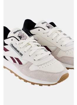 Reebok Kids Boy Classic Leahter Lace Up Running Shoes, Off White  - Image 3