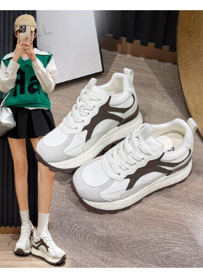 ZHR Color-blocking Versatile Height-increasing Insoles Running Shoes Spring Casual Shoes Sneakers German Training Shoes Women's Shoes - Image 1