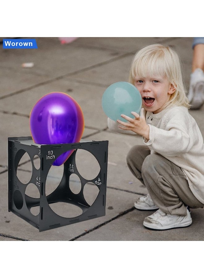 Worown 11 Holes Collapsible Black Plastic Balloon Sizer Box, Balloon Sizer Cube, Balloon Size Measurement Tools for Balloon Decorations, Balloon Arches (2-10 Inch) - Image 2
