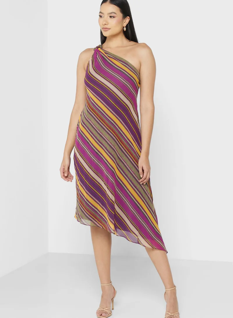 Lauren Ralph Lauren One Shoulder High Low Dress