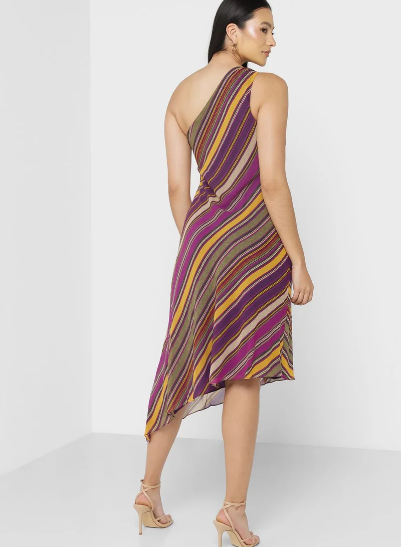 Lauren Ralph Lauren One Shoulder High Low Dress