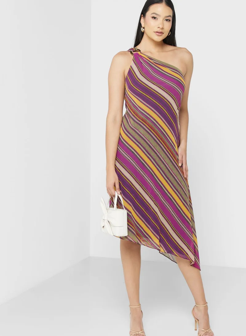 Lauren Ralph Lauren One Shoulder High Low Dress