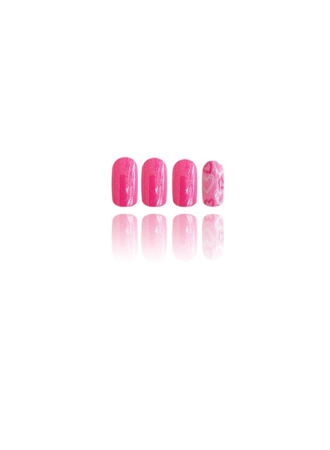 WAFOLOZE Valentines Press On Nails Short Square - Heart Press On Nails, Valentines Fake Nail with Rose Red Nail&Heart Glossy Design, Artificial Valentines Stick On Nail for Women-24Pcs - Image 5