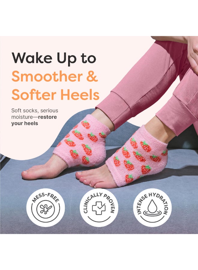 ZenToes Moisturizing Socks for Cracked Heel Treatment Vitamin E Olive Oil and Jojoba Oil Heel Socks Stocking Stuffers for Women Spa Self Care Gifts for Women Pink Strawberries Regular - Image 4