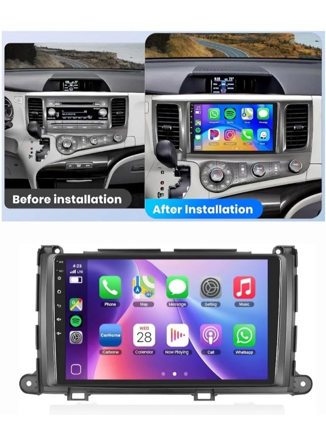 Vierex Fit Toyota Sienna Car Stereo Sienna Android Screen 2011-2014 With Apple Carplay Android Auto Wireless WiFi DSP FM&AM BT AHD Camera Included Fast Interface (4+32GB Carplay 8CORE) - Image 2