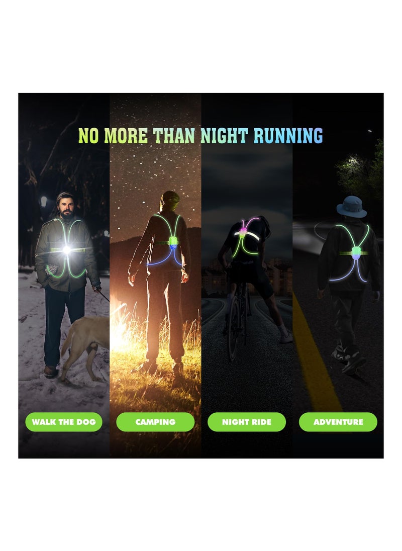 SYOSI - Led Reflective Running Vest, High Visibility Running Vest with Front Light for Outdoor Sports, Lightweight Anti-Slip Safety Running Vest with Multiple Colors, Rechargeable Running Light for any Outfit - Image 1
