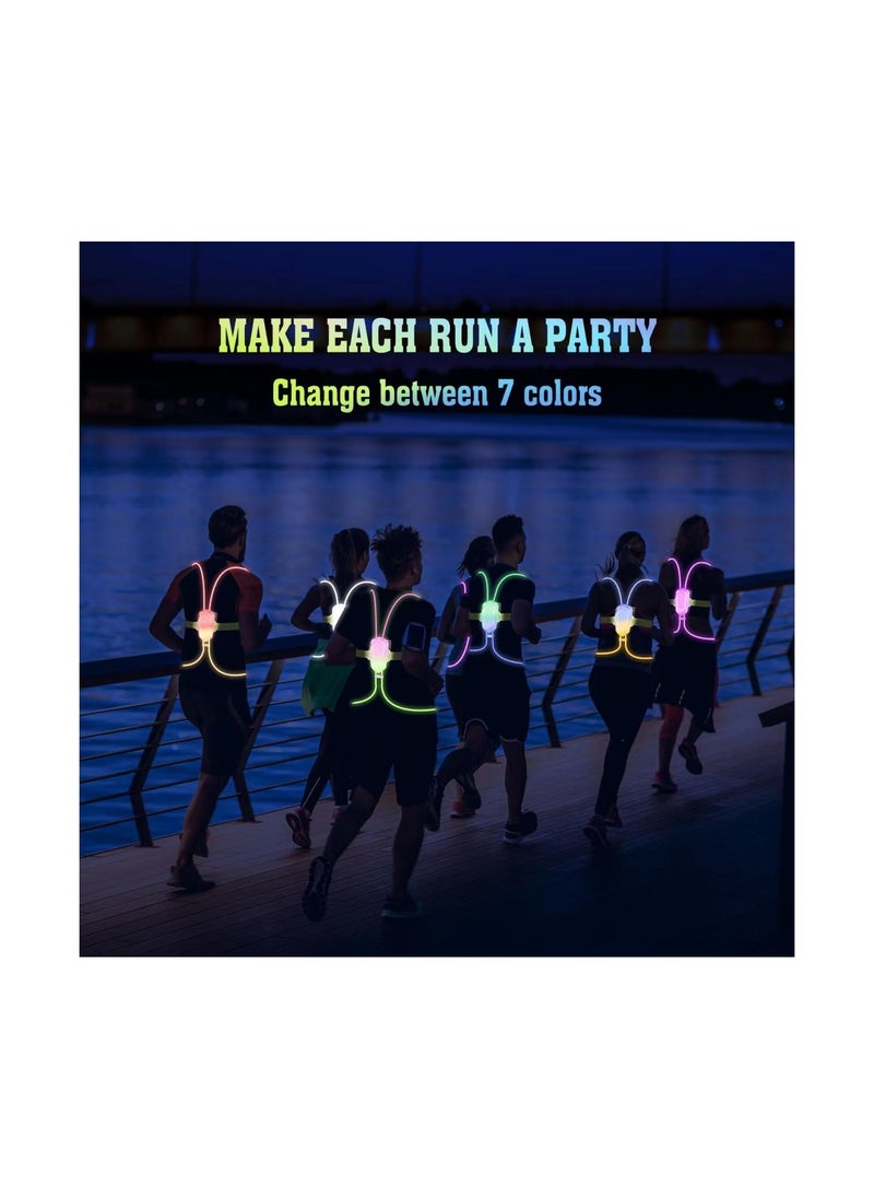 SYOSI - Led Reflective Running Vest, High Visibility Running Vest with Front Light for Outdoor Sports, Lightweight Anti-Slip Safety Running Vest with Multiple Colors, Rechargeable Running Light for any Outfit - Image 1
