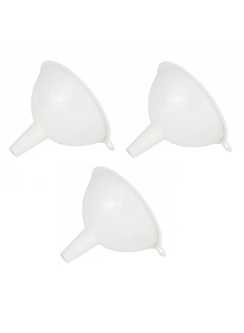 BarPros Premium 3-Piece Plastic Funnel Set, 9.5cm Wide Mouth, Multi-Purpose for Liquids, Powders & Grains, White - Image 2