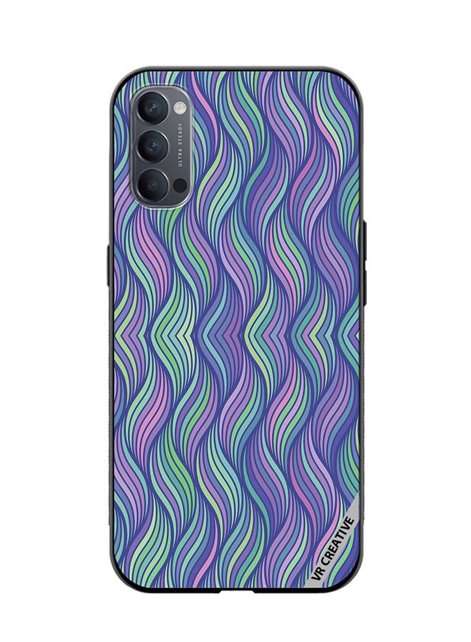 VR CREATIVE غطاء حماية لهاتف أوبو رينو 4 برو 5G بتصميم خطوط متعددة الألوان - Image 1