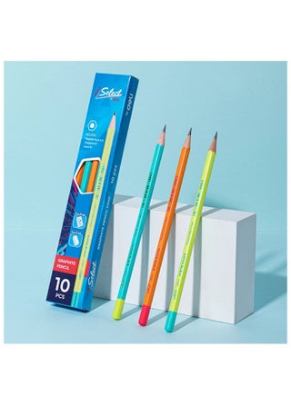 10-Piece Super Black Graphite Pencils With One Sharpener And Eraser - view 5