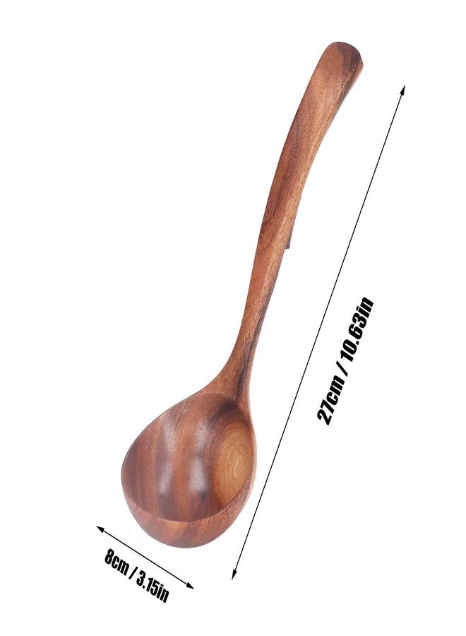 HAOHIZE Wooden Ladle Spoon, Handmade Wood Soup Spoon with Long Handle, Wooden Scoop Deep Teak Ladle for Cooking Kitchen Dinnerware Utensil (Large) - Image 2