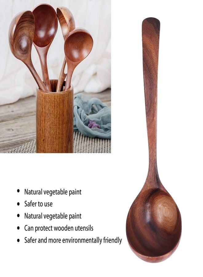 HAOHIZE Wooden Ladle Spoon, Handmade Wood Soup Spoon with Long Handle, Wooden Scoop Deep Teak Ladle for Cooking Kitchen Dinnerware Utensil (Large) - Image 5