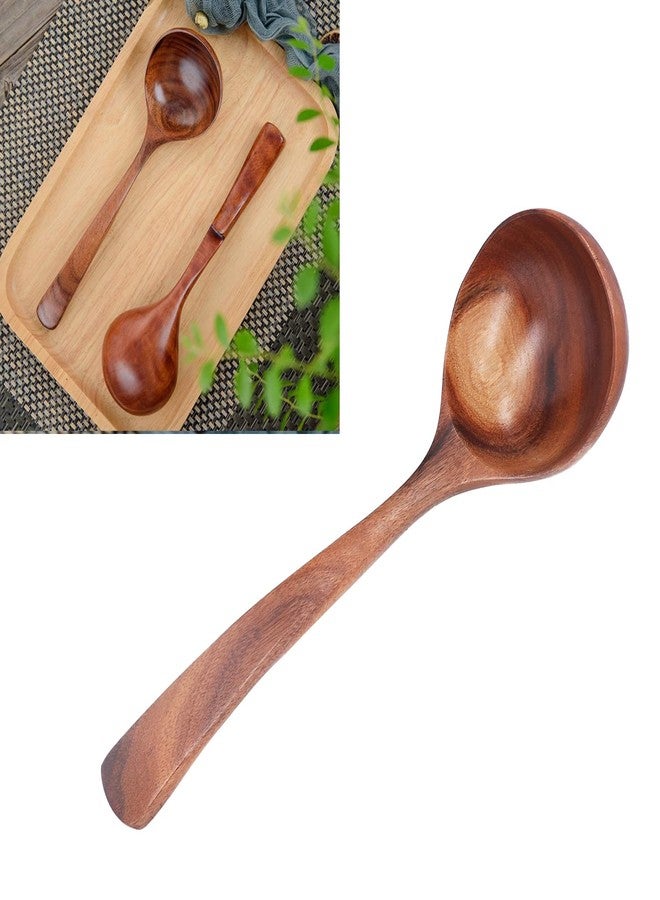 HAOHIZE Wooden Ladle Spoon, Handmade Wood Soup Spoon with Long Handle, Wooden Scoop Deep Teak Ladle for Cooking Kitchen Dinnerware Utensil (Large) - Image 4
