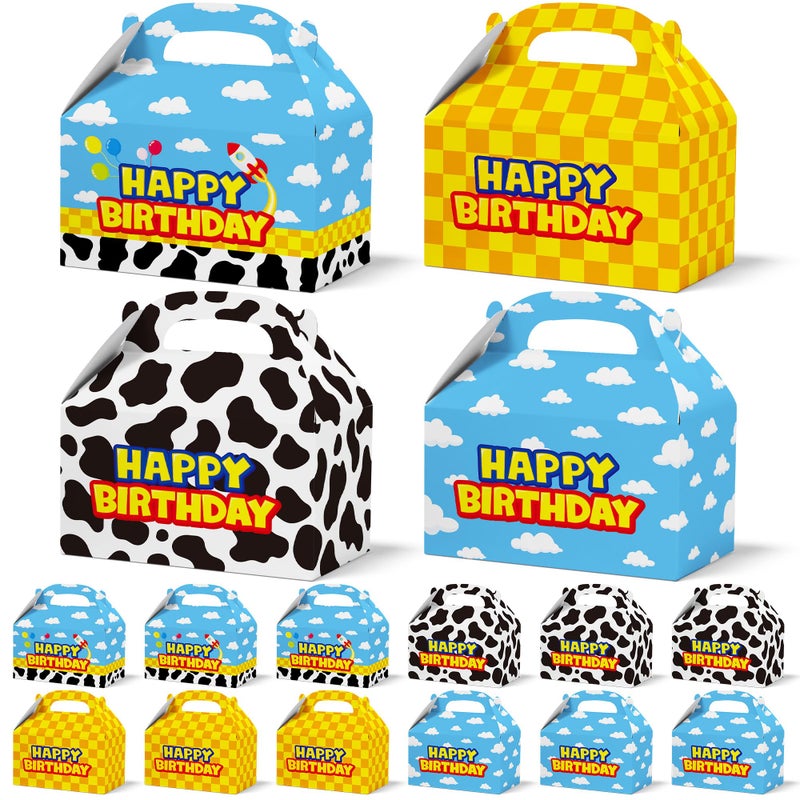 Bsenhe 16PCS Cartoon Gift Bag Cartoon Birthday Decorations Goodie Bags Party Favor Boxes for Theme Birthday Party Supplies Sky White Cloud Cow Print Candy Bags - Image 2
