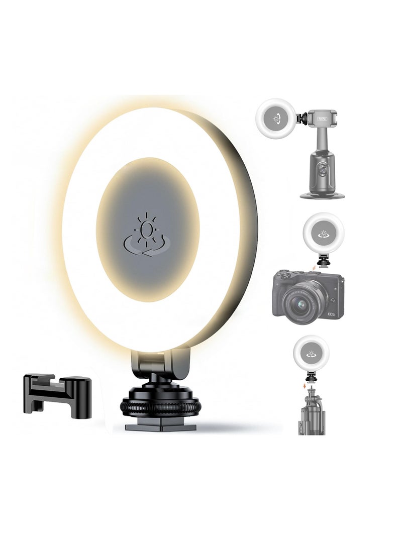 ضوء فيديو LED فائق السطوع، ضوء كاميرا LED بتدوير 360° مع قاعدة باردة وواجهة 1/4، 9 مستويات من التعتيم، ضوء محمول للتصوير الفوتوغرافي، والبث، وتسجيل الفيديو - Image 1