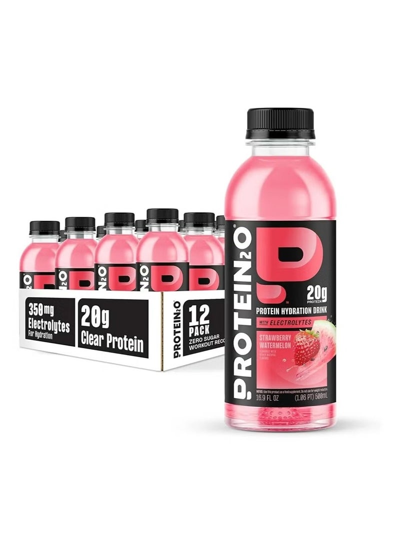 PROTEIN20 Protein2o Infused Water Strawberry Watermelon 500ml – Pack of 12 - Image 1