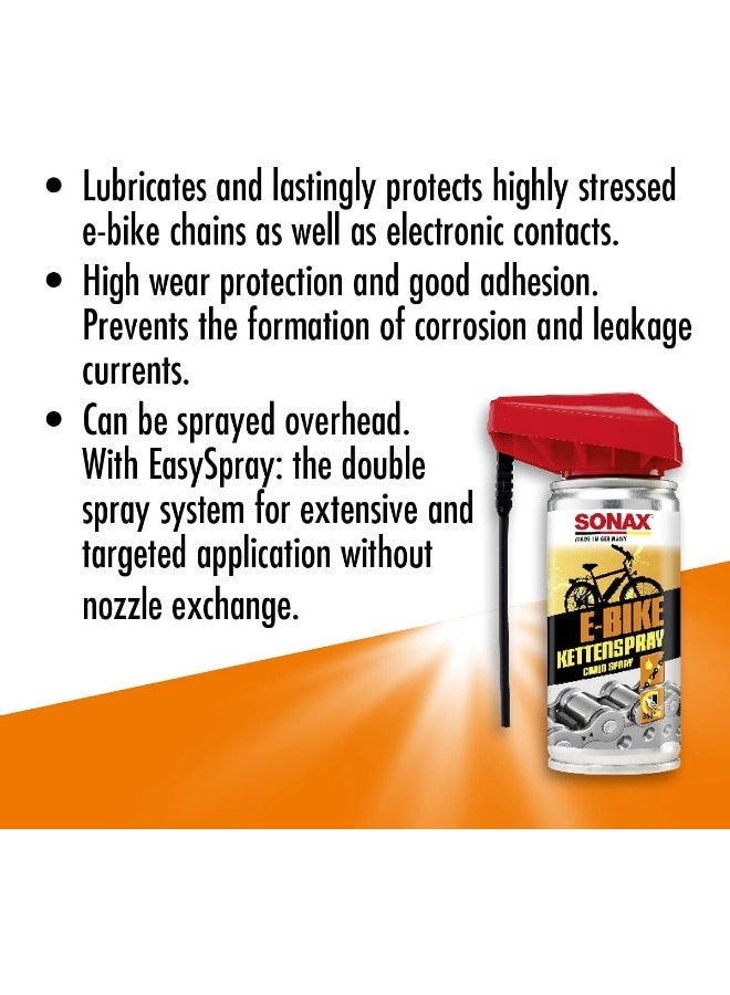 SONAX رذاذ سلسلة دراجة كهربائية من سونكس مع EasySpray – 100 مل مزلق وواقي لسلاسل الدراجات الكهربائية عالية الضغط - Image 2