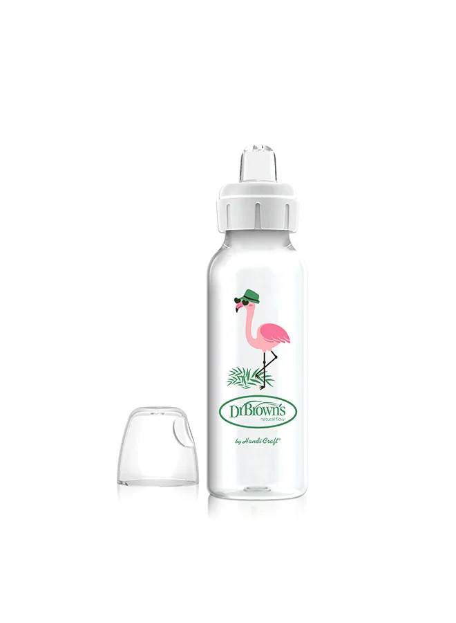 Dr. Brown’s 8 Oz/250 Ml Anti-Colic Pp Narrow Sippy Spout Bottle, Flamingo, 1-Pack