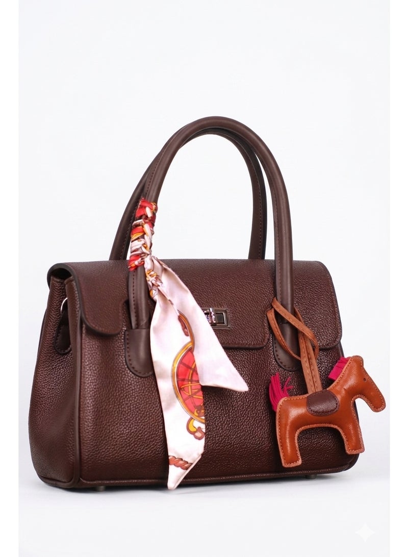 Women’s Streamlined Crossbody Shoulder Bag with Practical Handle – Brown - Image 1