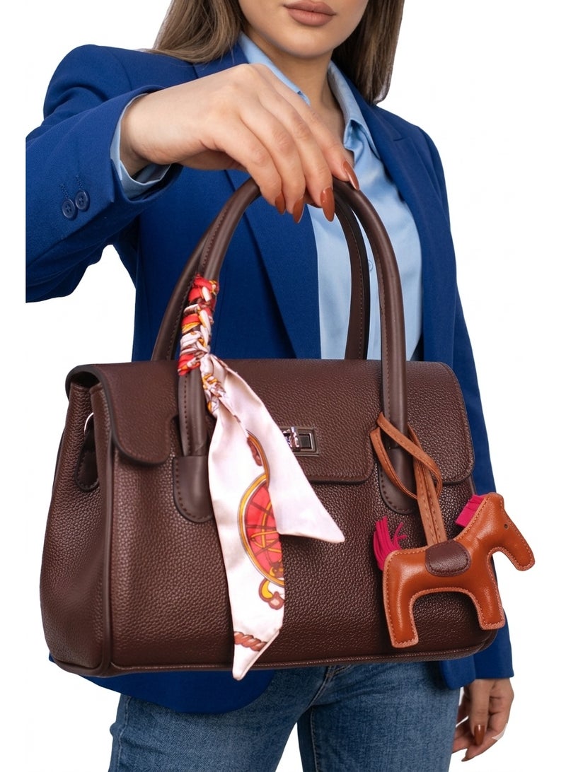 Women’s Streamlined Crossbody Shoulder Bag with Practical Handle – Brown - Image 2