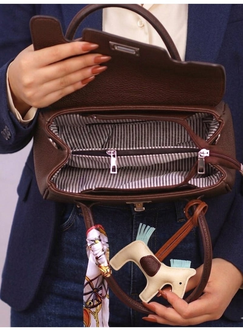Women’s Streamlined Crossbody Shoulder Bag with Practical Handle – Brown - Image 3