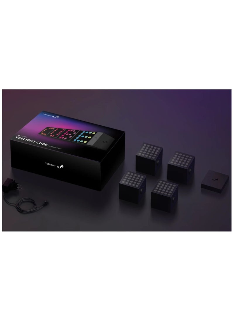 Yeelight - Yeelight Cube Smart Lamp (4-Matrix Pack) | 16 Million Colors Option | RGBIC Individual Addressable | Dynamic Lighting | Music Flow | WiFi Connected | APP Control | For Bedroom, Living Room | Black - Image 1