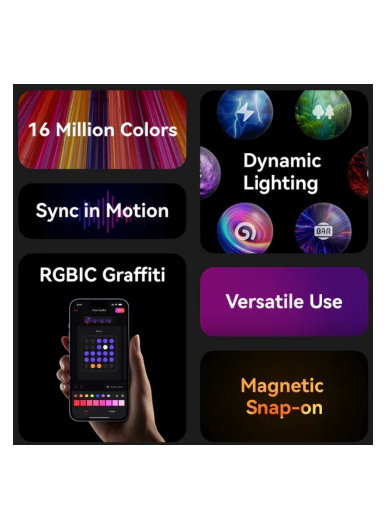 Yeelight - Yeelight Cube Smart Lamp (4-Matrix Pack) | 16 Million Colors Option | RGBIC Individual Addressable | Dynamic Lighting | Music Flow | WiFi Connected | APP Control | For Bedroom, Living Room | Black - Image 1