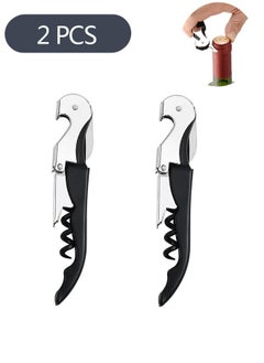 Ant 2 Piece Corkscrew Wine Opener, Multifunction Stainless Steel Fold Bottle Opener with Foil Cutter for Bars Restaurants Family Company Party, Black  - Image 1