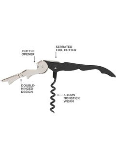 Ant 2 Piece Corkscrew Wine Opener, Multifunction Stainless Steel Fold Bottle Opener with Foil Cutter for Bars Restaurants Family Company Party, Black  - Image 3
