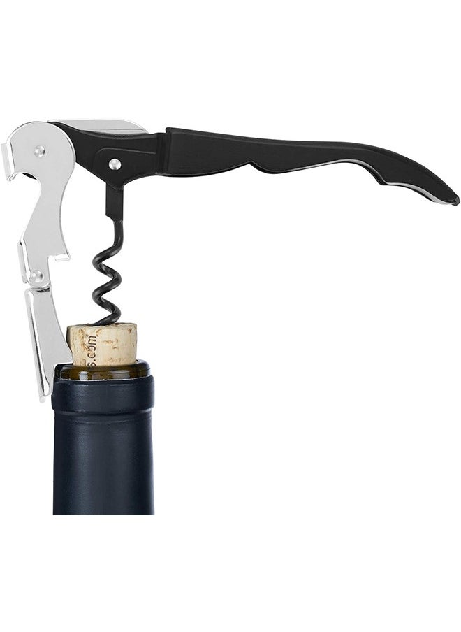2 Piece Corkscrew Wine Opener, Multifunction Stainless Steel Fold Bottle Opener with Foil Cutter for Bars Restaurants Family Company Party, Black