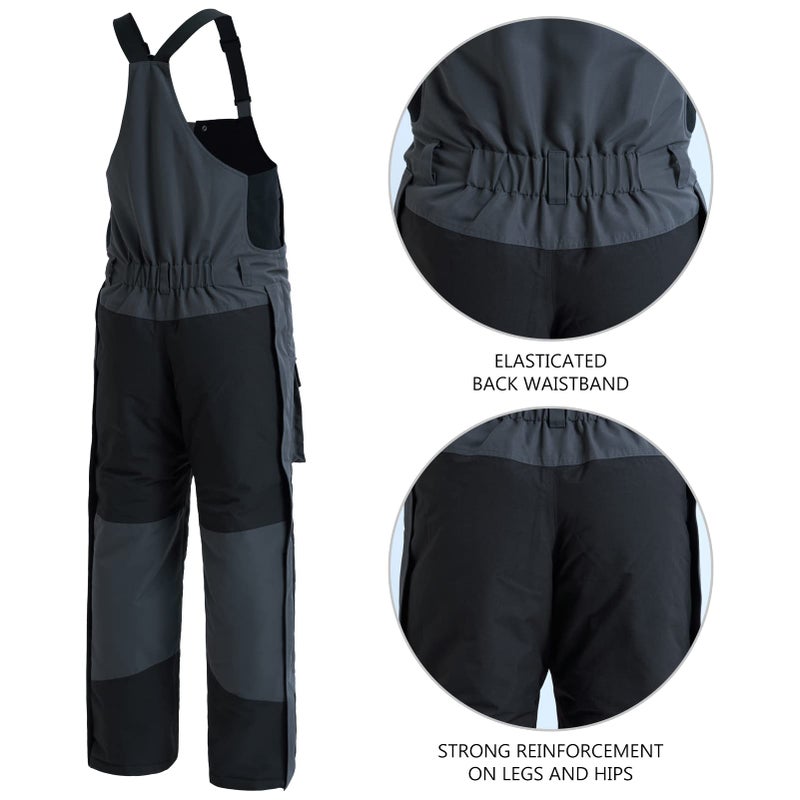 BASSDASH Splice Menâ€™s Insulated Waterproof Fishing Hunting Bibs Ripstop Breathable Snow Pants - Image 3