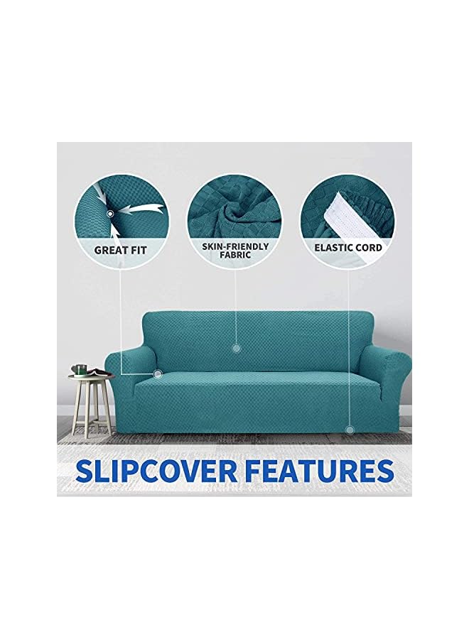 The Bros Newest Jacquard Extra Large Sofa Covers for 3 or 4 Seater, Super Stretch Non Slip Couch Cover for Dogs Pet Friendly Sofa Slipcover Furniture Protector (1 Seater,Peacock Blue) - Image 3