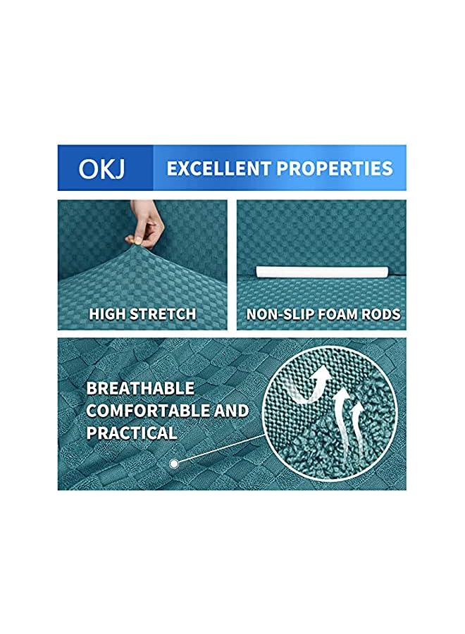 The Bros Newest Jacquard Extra Large Sofa Covers for 3 or 4 Seater, Super Stretch Non Slip Couch Cover for Dogs Pet Friendly Sofa Slipcover Furniture Protector (1 Seater,Peacock Blue) - Image 5